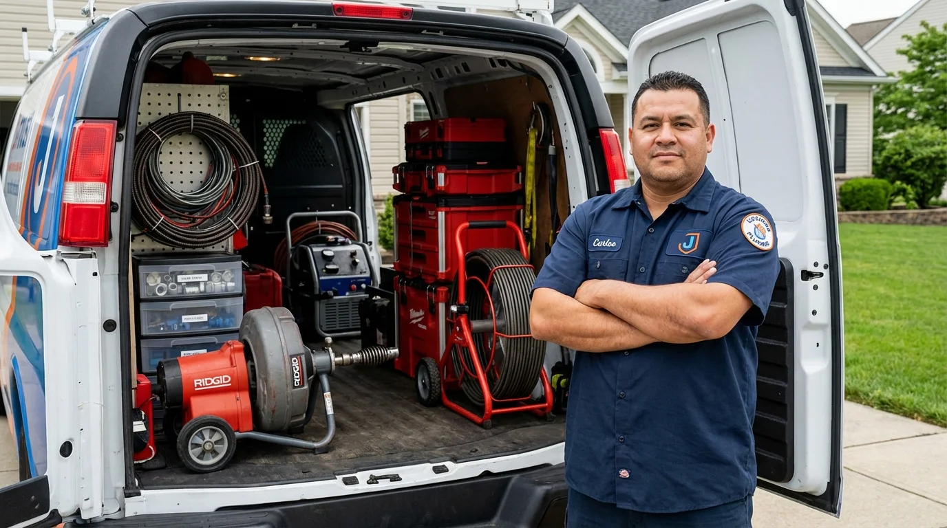 Professional drain cleaning equipment and Johns Plumbing LLC plumber in Marcellus